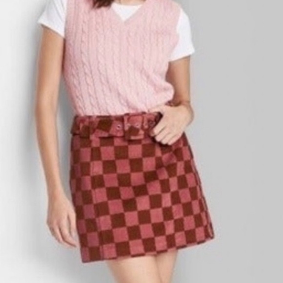 wild fable Dresses & Skirts - Wild Fable Target Corduroy Checker Mini Skirt, Pink/ Burgundy, Women's US Size 6